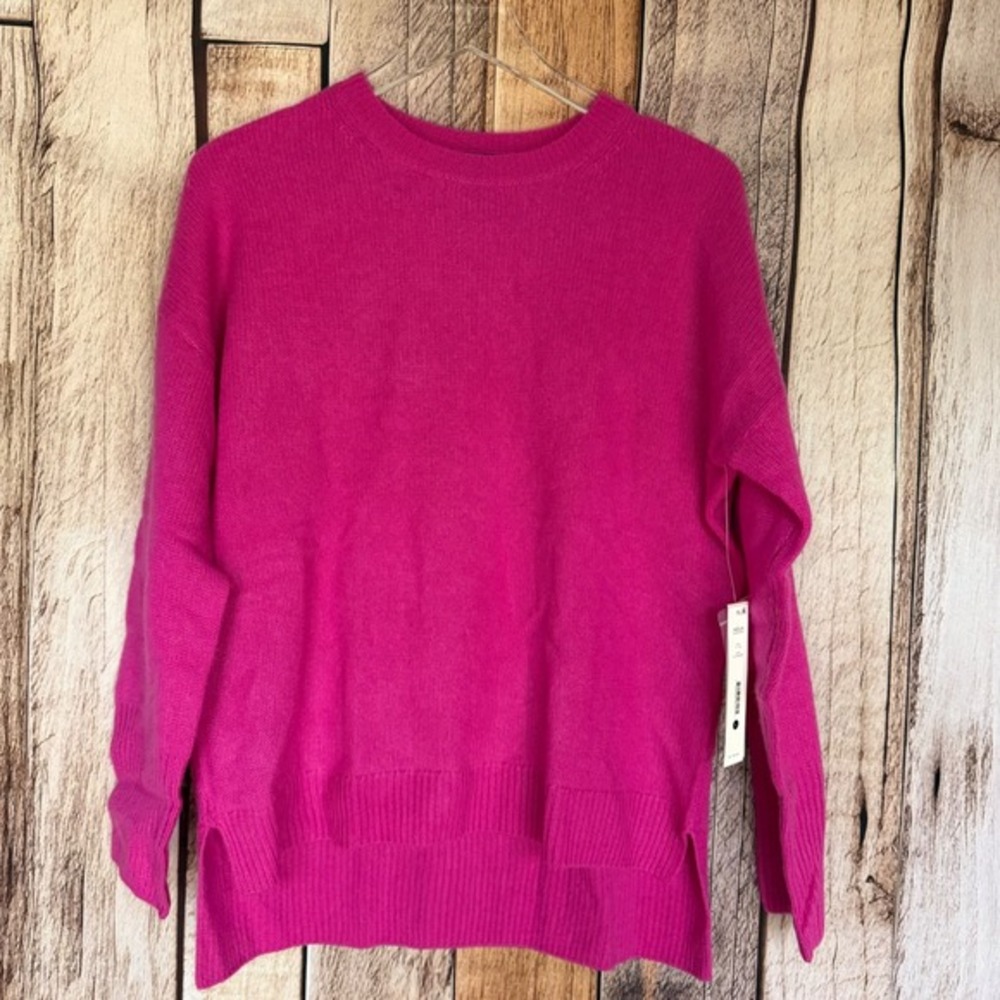AQUA Sweater Cashmere Crewneck Capsule Classic Wild Strawberry Pink Large NWT